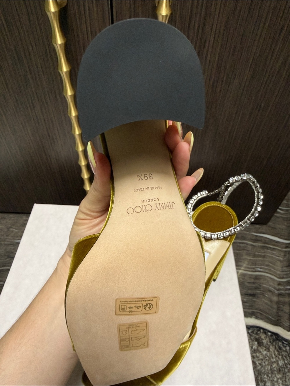 Jimmy Choo Olive Velvet Block Heel Saeda Embellished Sandals NEW - Picture 16 of 17